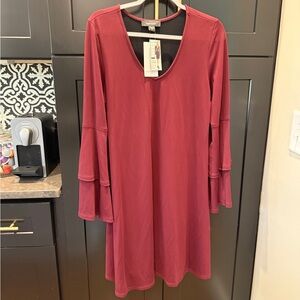 Karen Kane Burgundy V-Neck Dress with Bell sleeves